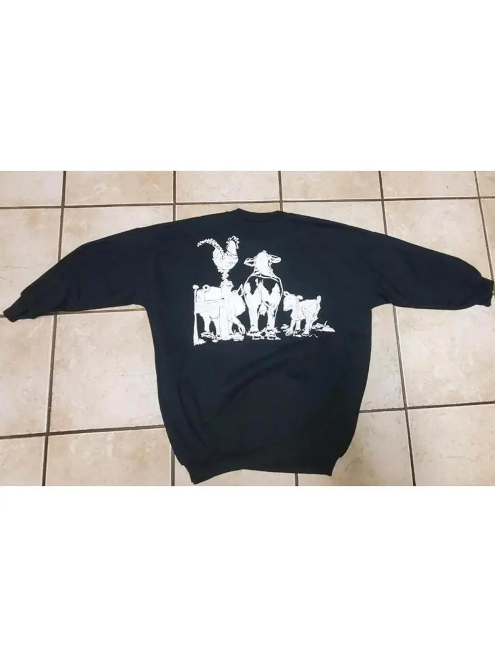 Vintage Heads and Tails Linda Lori Farm Sweatshirt OSFA XL 80s USA Double Sided